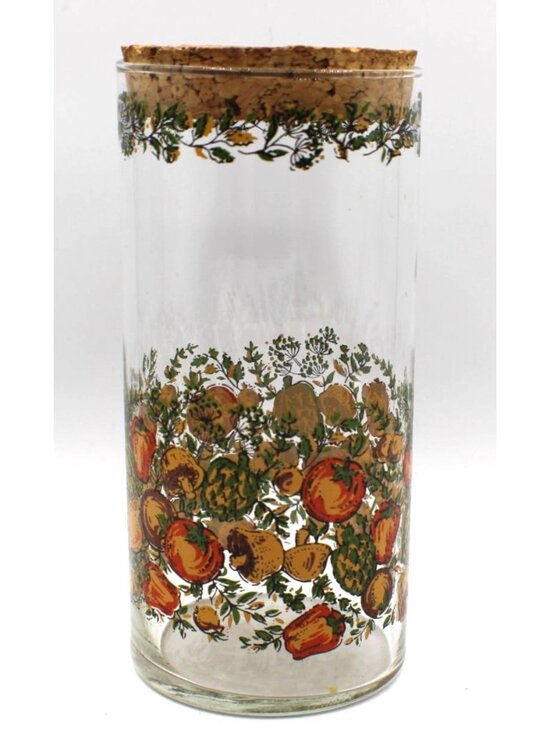 Pyrex Corning Ware Spice of Life Glass Jar Canister Cork Lid 7.5" Replacement